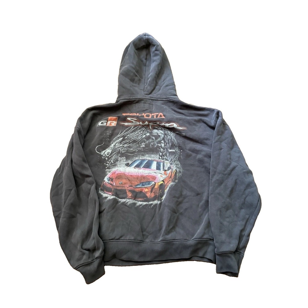 HOLLISTER Toyota Supra GR Hoodie Boxy Fit Mens Size S Black Graphic Pullover